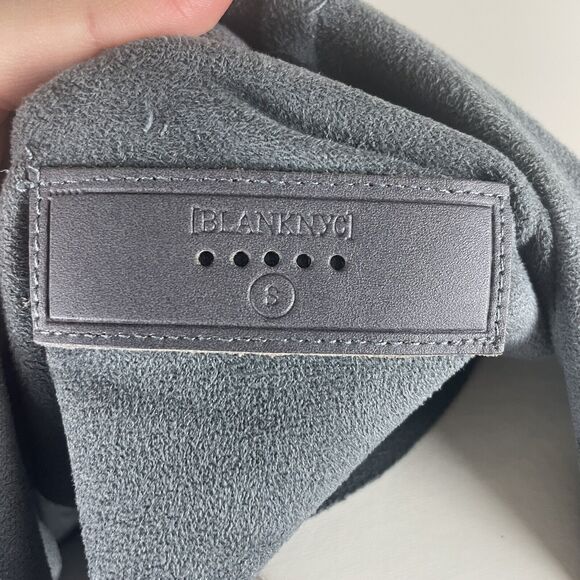 Anthropologie BlankNYC Size Small Gray Draped Faux Suede And Zip Leather Jacket - Picture 9 of 12